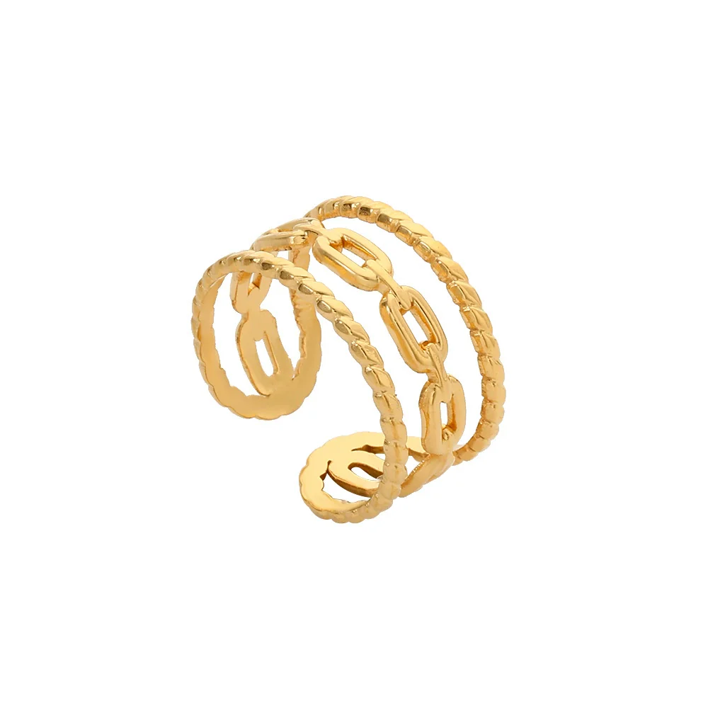 Wholesale Titanium Steel Opening Ring Geometric Style Electroplated Unisex - Image 17