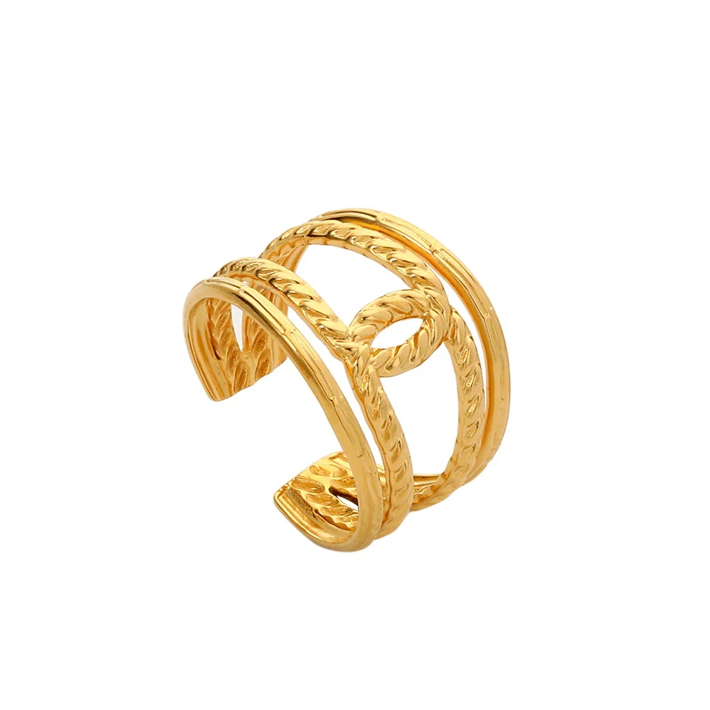 Wholesale Titanium Steel Opening Ring Geometric Style Electroplated Unisex - Image 25