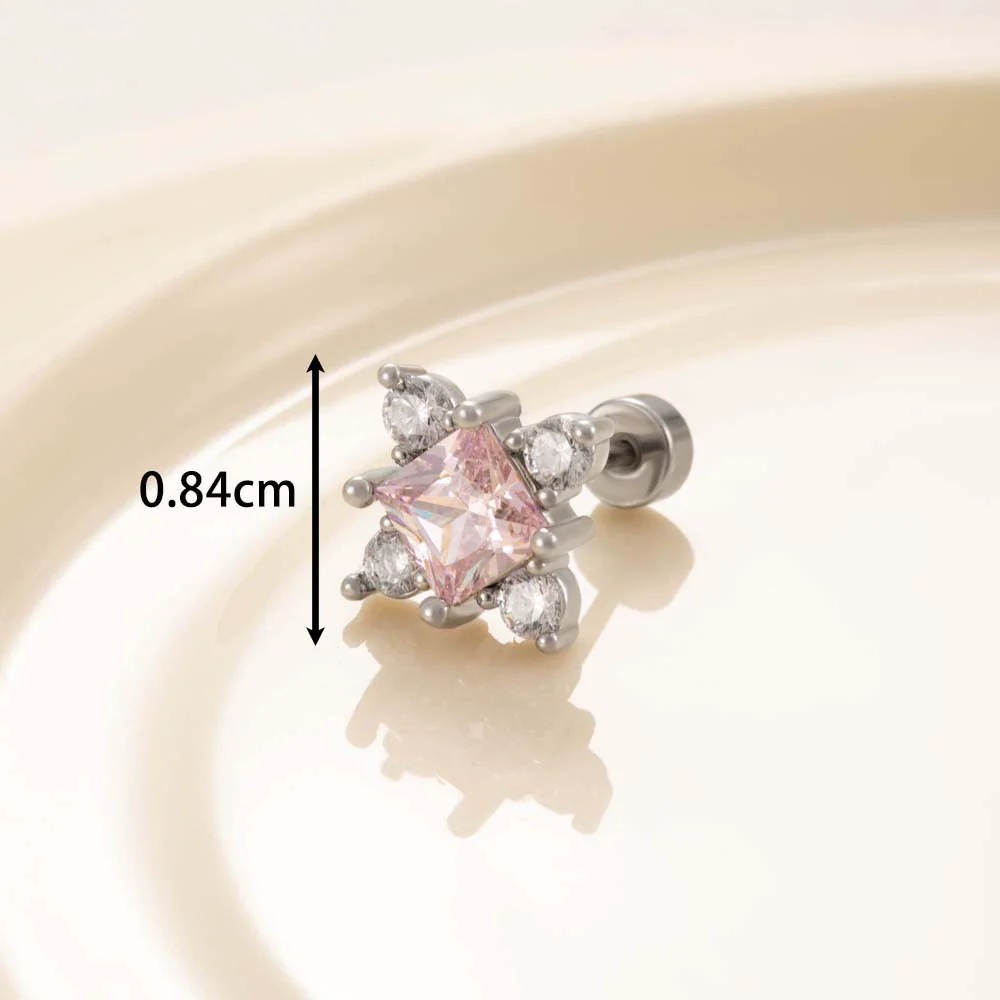 Wholesale Titanium Steel Princess Style Cross Flower Earrings Inlaid With Zircon For Women - Image 2