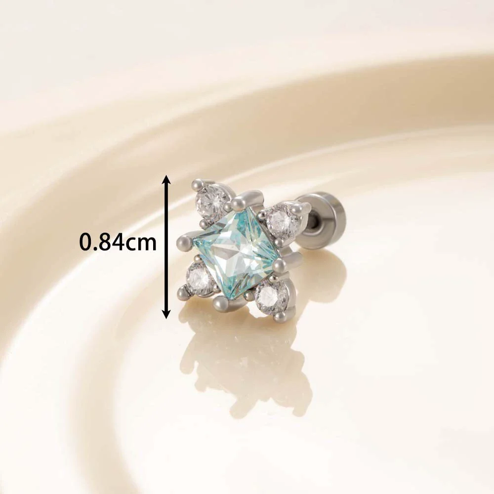 Wholesale Titanium Steel Princess Style Cross Flower Earrings Inlaid With Zircon For Women - Image 5