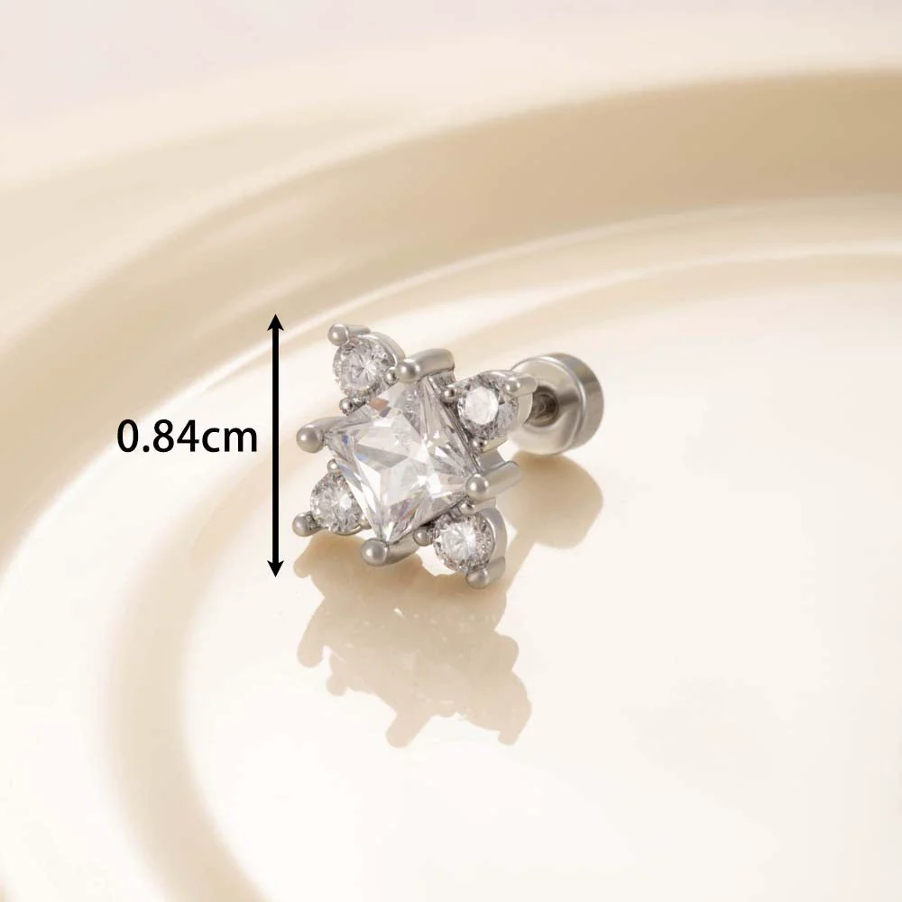 Wholesale Titanium Steel Princess Style Cross Flower Earrings Inlaid With Zircon For Women - Image 8