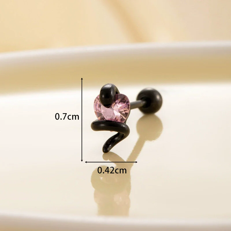 Wholesale Titanium Steel Punk Style Snake Shaped Ear Studs Set With Precious Stones For Women - Image 2