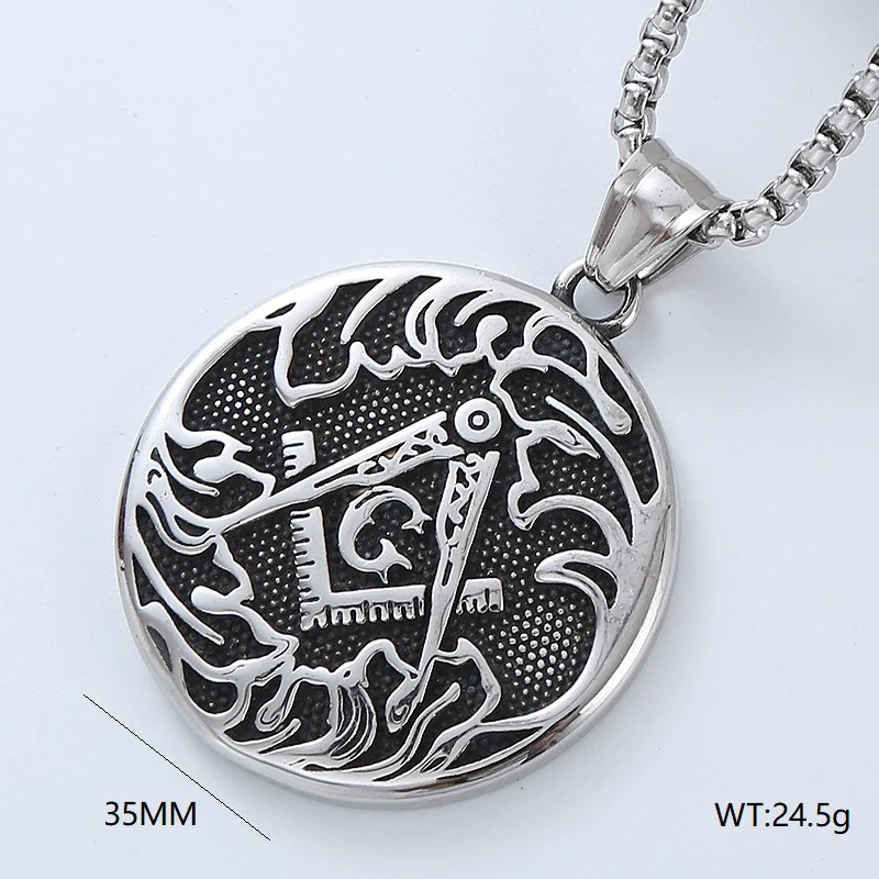 Wholesale Titanium Steel Retro Punk Hip Hop Geometric Men's Necklace With Polishing Treatment - Image 19