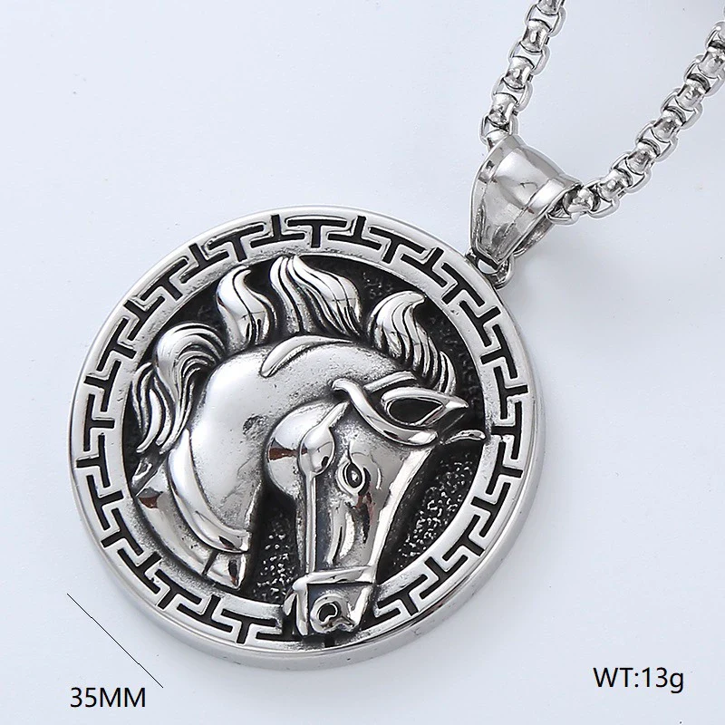 Wholesale Titanium Steel Retro Punk Hip Hop Geometric Men's Necklace With Polishing Treatment - Image 20