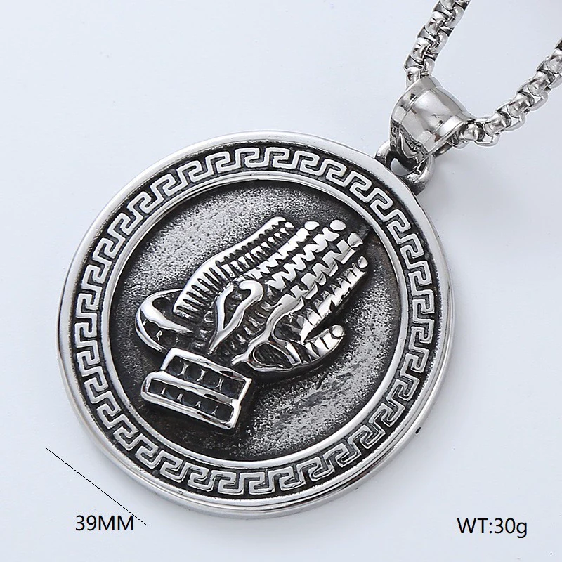 Wholesale Titanium Steel Retro Punk Hip Hop Geometric Men's Necklace With Polishing Treatment - Image 8