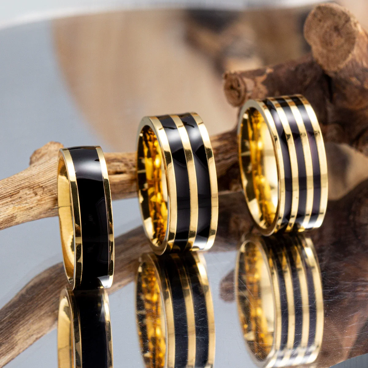 Wholesale Titanium Steel Ring Geometric Style Gold Plated
