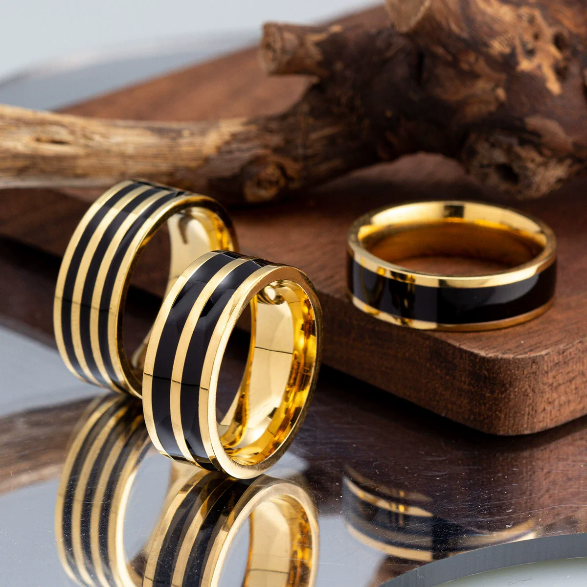 Wholesale Titanium Steel Ring Geometric Style Gold Plated - Image 2