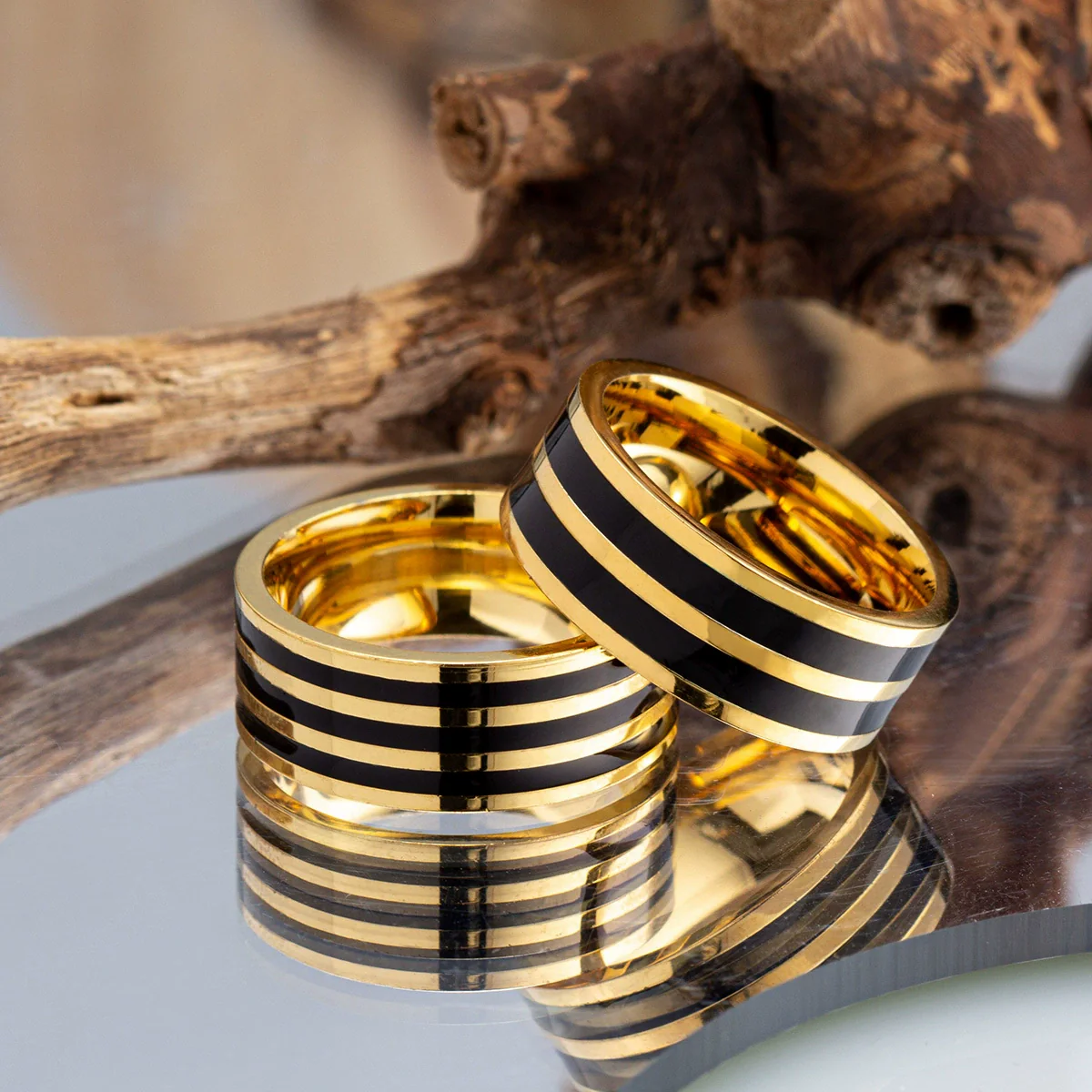 Wholesale Titanium Steel Ring Geometric Style Gold Plated - Image 4