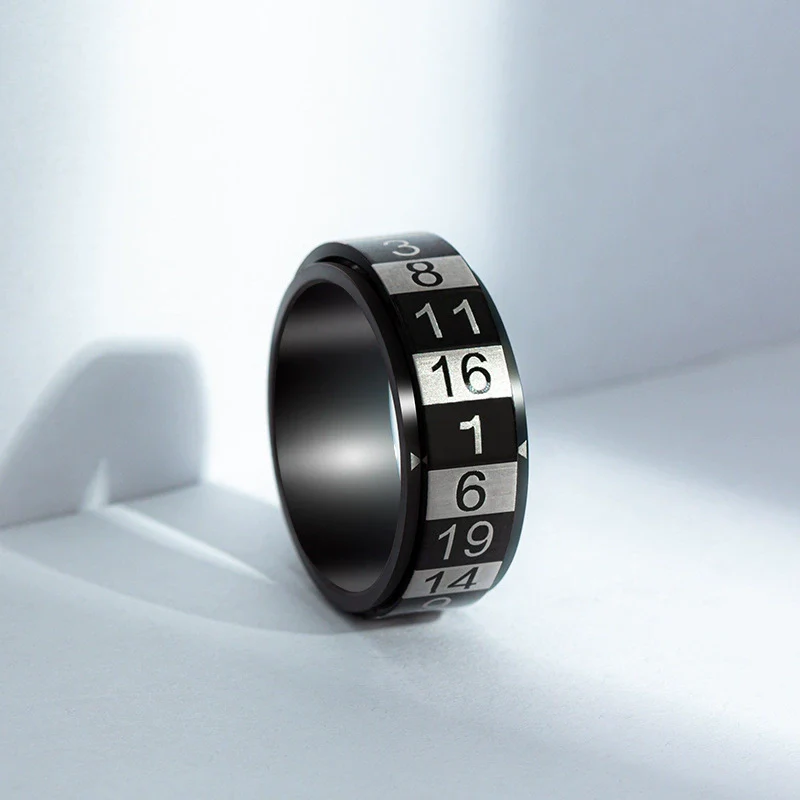 Wholesale Titanium Steel Rotatable Ring With Letters Numbers For Men And Women Electroplated - Image 3