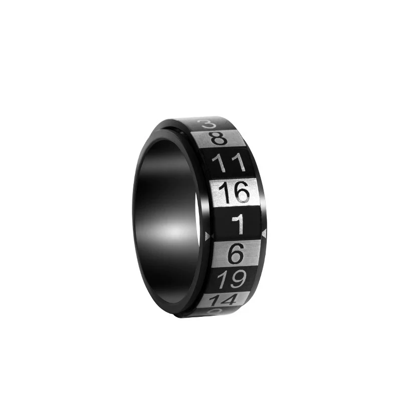 Wholesale Titanium Steel Rotatable Ring With Letters Numbers For Men And Women Electroplated - Image 4
