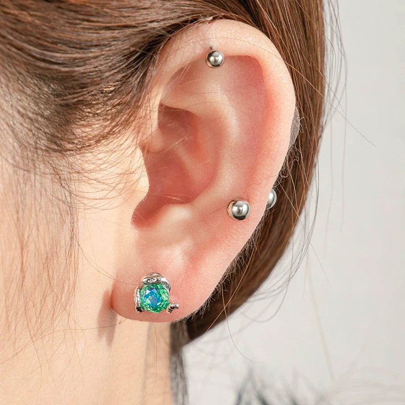 Wholesale Titanium Steel Snake And Flower Earrings With Inlaid Zircon Unisex Rose Cut Diy Hand Set - Image 3