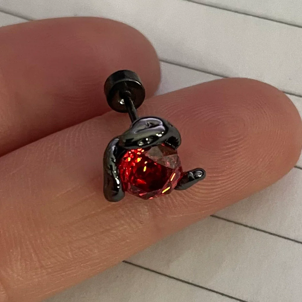 Wholesale Titanium Steel Snake And Flower Earrings With Inlaid Zircon Unisex Rose Cut Diy Hand Set - Image 4