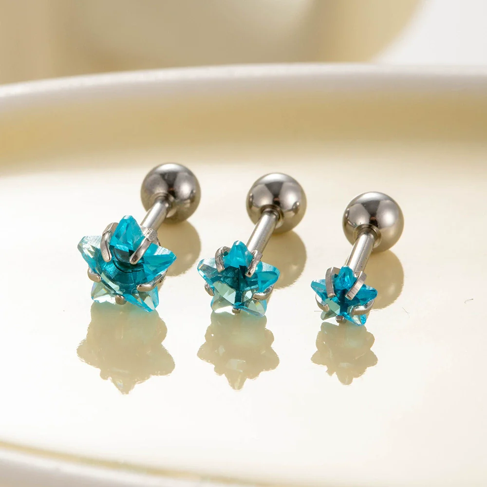 Wholesale Titanium Steel Sweet Star Shaped Zircon Inlaid Earring - Image 8