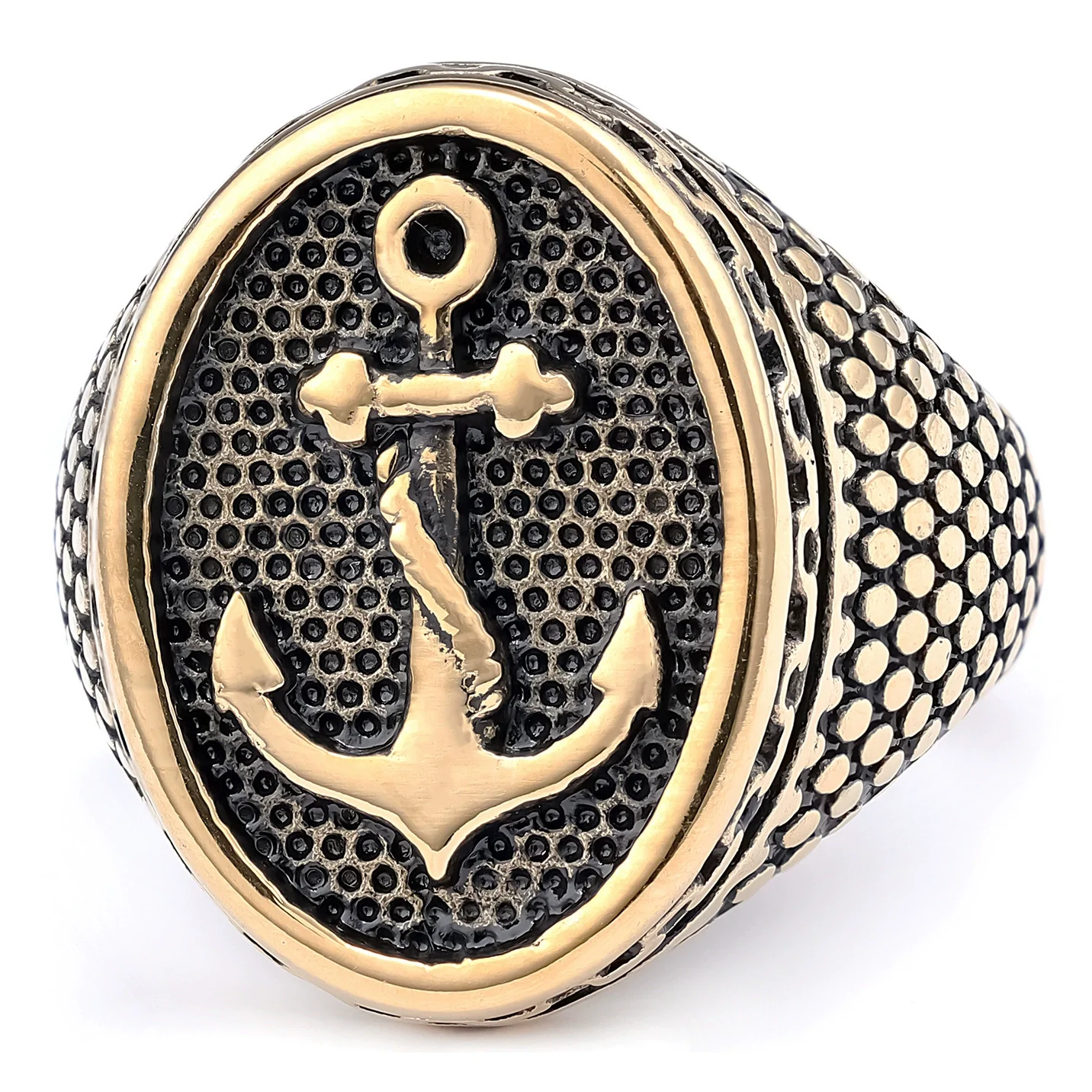 Wholesale Titanium Steel Unisex Retro Personality Polish Ring - Image 6