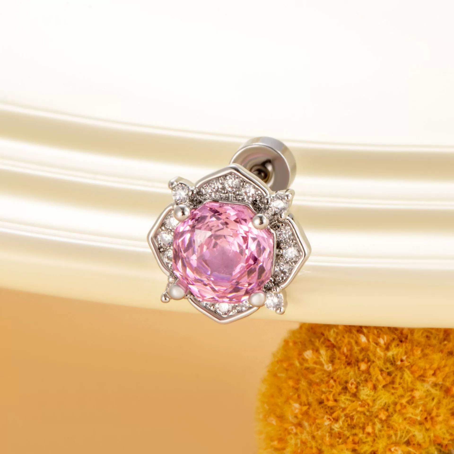 Wholesale Titanium Steel Women's Inlaid Zircon Flower Style Ear Nails - Image 6