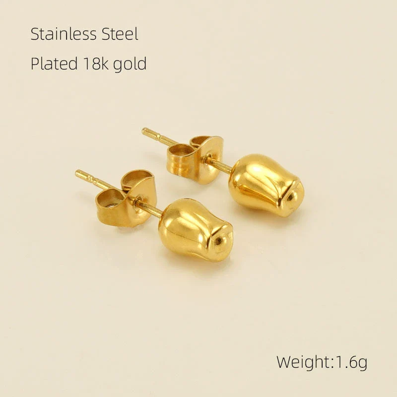 Wholesale 316L Stainless Steel Women's Simple Geometric Design Electroplated Earrings With Steel Beads And Rose Pearl - Image 9