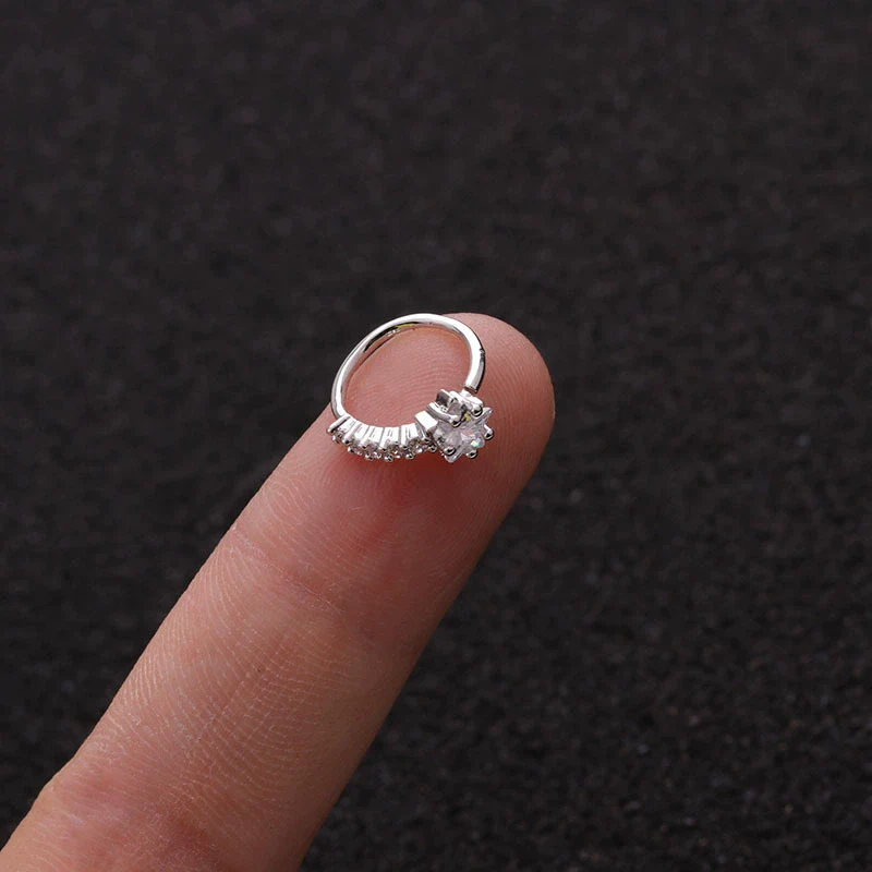 Wholesale Trendy Women's Exotic Metal Heartshaped Copper Inlaid Zircon Nose Ring Puncture Jewelry - Image 4
