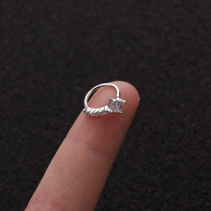 Wholesale Trendy Women's Exotic Metal Heartshaped Copper Inlaid Zircon Nose Ring Puncture Jewelry - Image 6