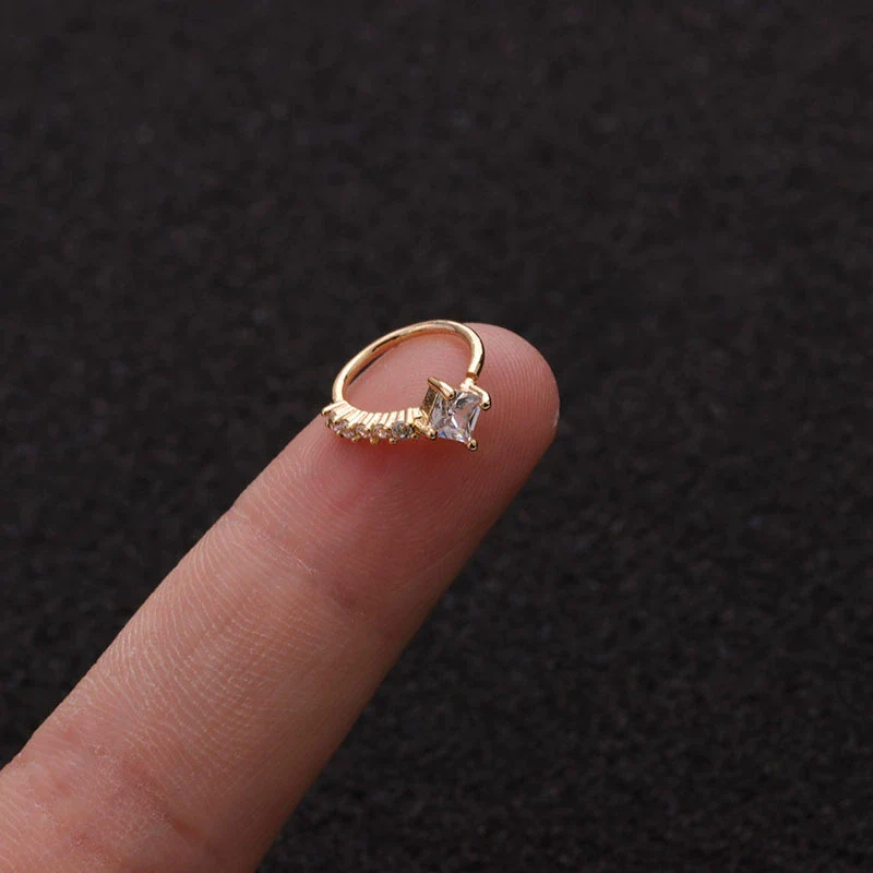 Wholesale Trendy Women's Exotic Metal Heartshaped Copper Inlaid Zircon Nose Ring Puncture Jewelry - Image 9