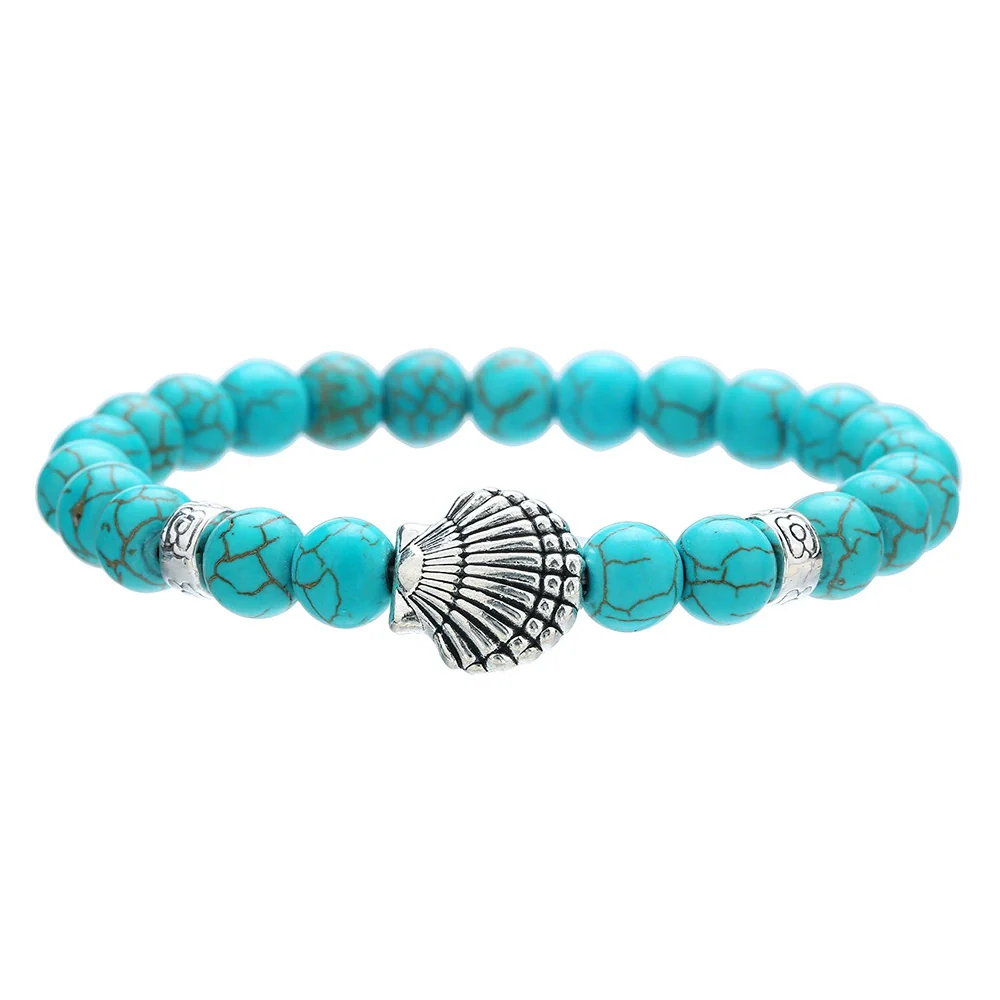 Wholesale Turquoise Alloy Beaded Bracelet With Cross Starfish Turtle Eyes Geometric Pattern Handmade - Image 14