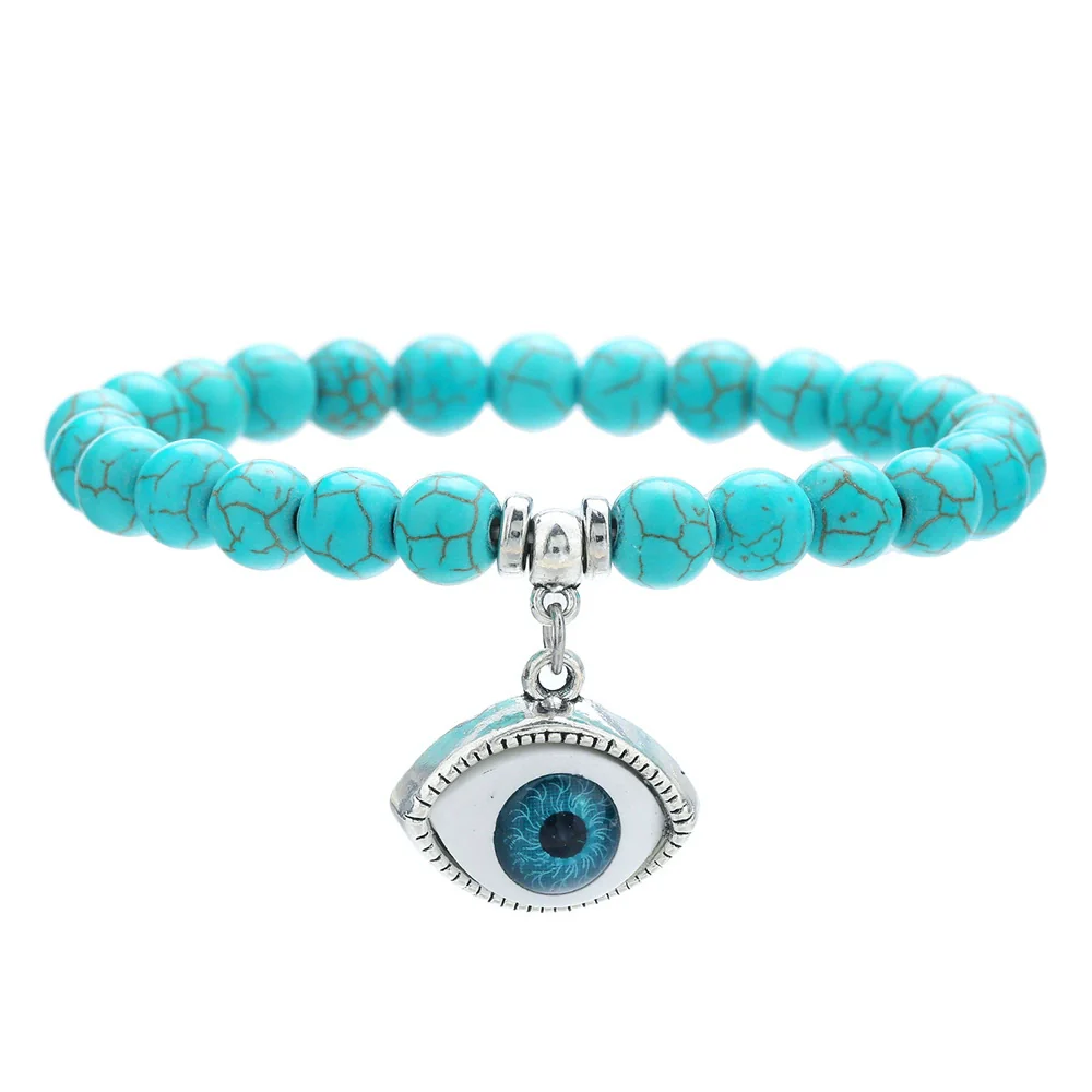 Wholesale Turquoise Alloy Beaded Bracelet With Cross Starfish Turtle Eyes Geometric Pattern Handmade - Image 7