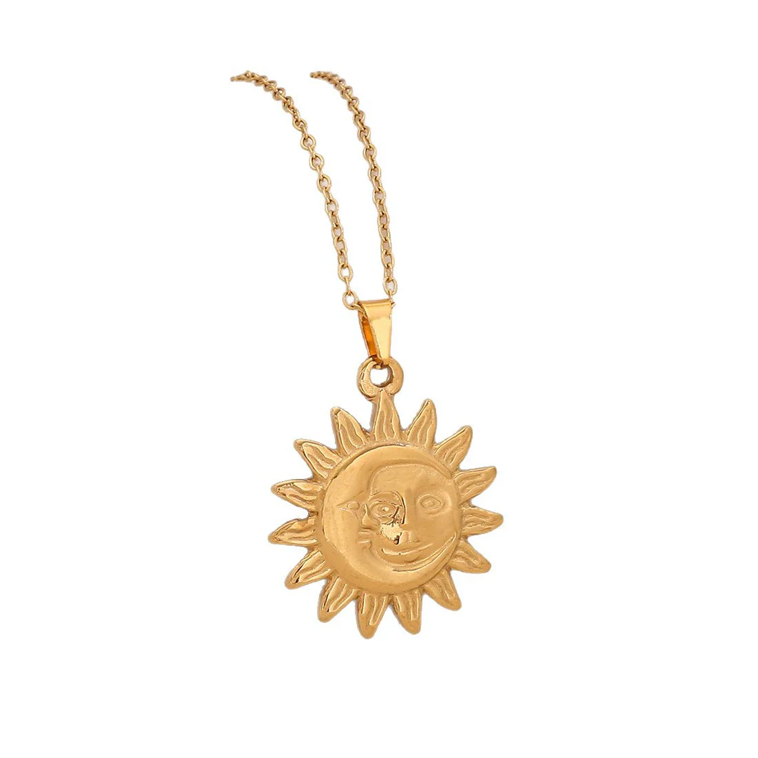 Wholesale Unique Minimalist Creative Sun And Moon Pendant Stainless Steel Necklace - Image 5