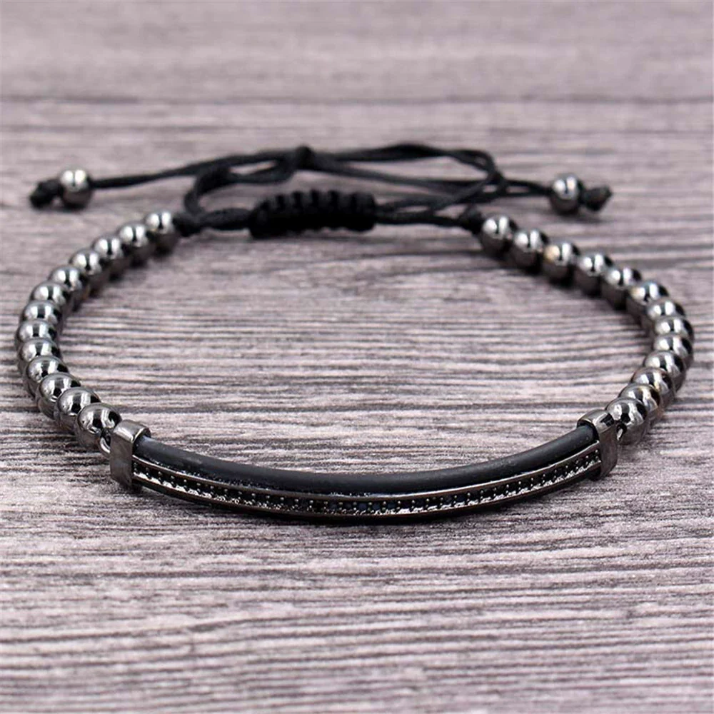 Wholesale Unisex Alloy Geometric Beads Hand Woven Bracelet With Electroplating And Microinlay - Image 4