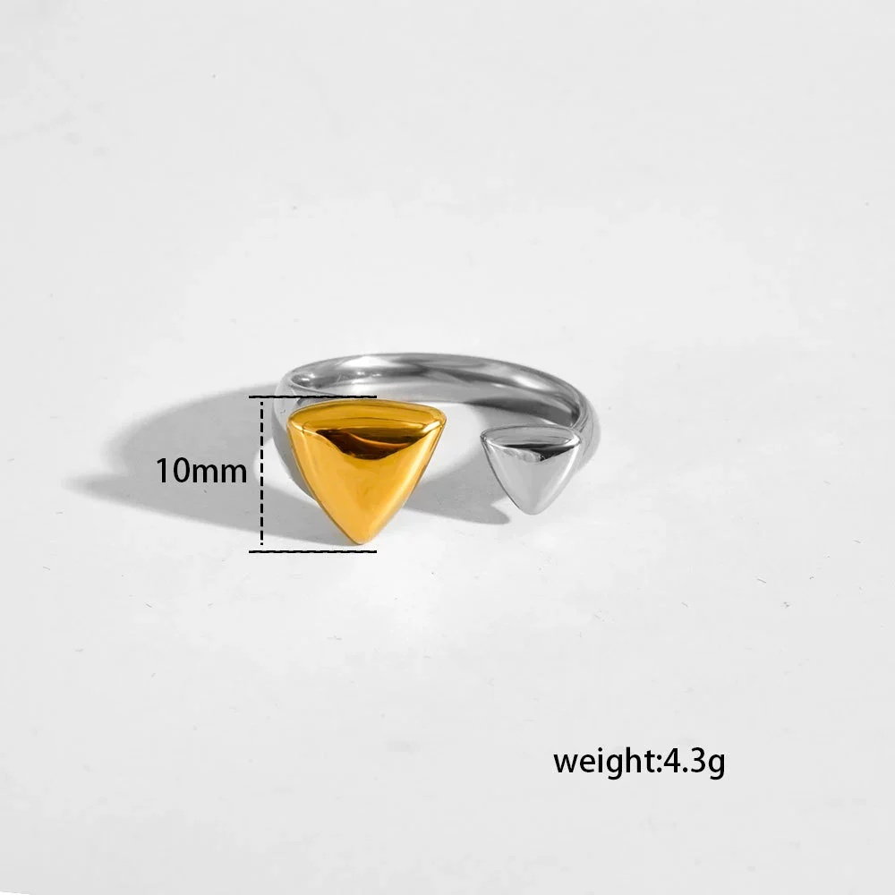 Wholesale Unisex Casual Geometric Titanium Steel Electroplated Spliced Open Ring Set With Water Drop And Triangle Design - Image 4