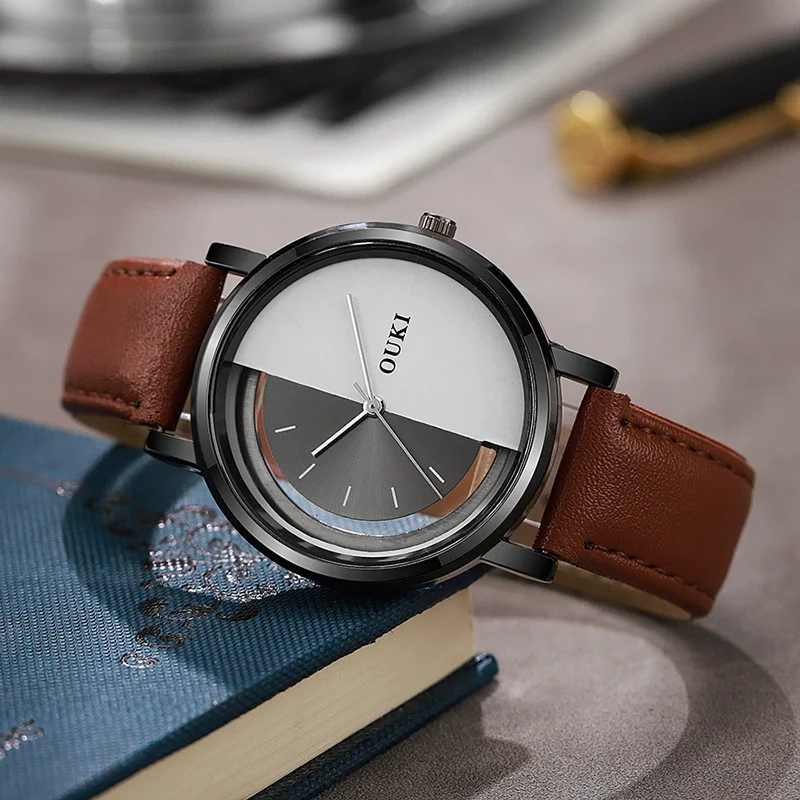 Wholesale Unisex Casual Hollow Dial Quartz Watch Alloy Case Imitation Leather Strap Stainless Steel Buckle Round Dial - Image 2