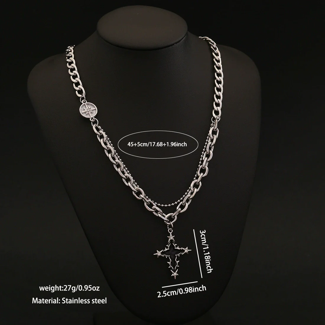 Wholesale Unisex Electroplated Cross Cuban Chain Necklace Made Of Titanium Steel In Boyfriend Style - Image 11