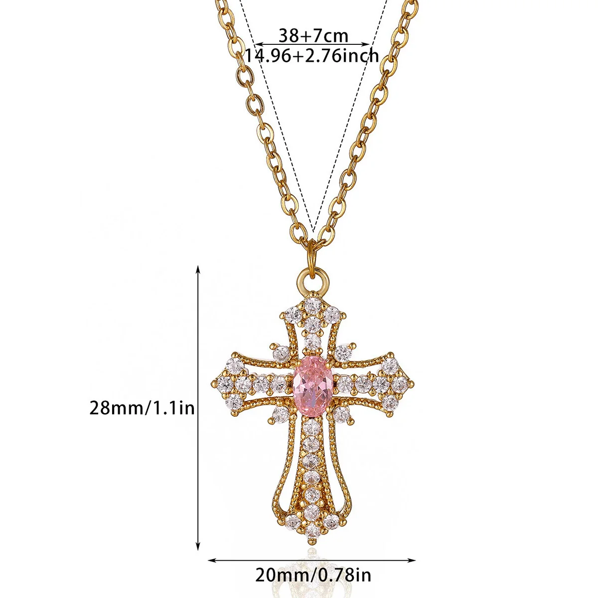 Wholesale Unisex Electroplated Gold Stainless Steel Cross Pendant Necklace - Image 8