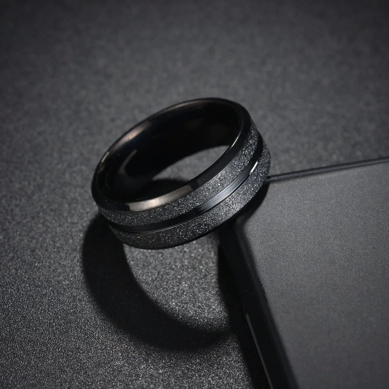 Wholesale Unisex Electroplated Sand Gold Stainless Steel Ring - Image 3