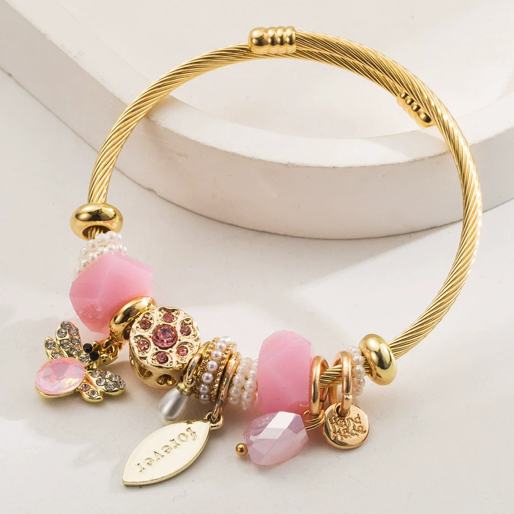Wholesale Unisex Fashion Animal Style Electroplated Beaded Bee Diamond Pendant Bracelet Made Of Alloy And Stainless Steel - Image 8