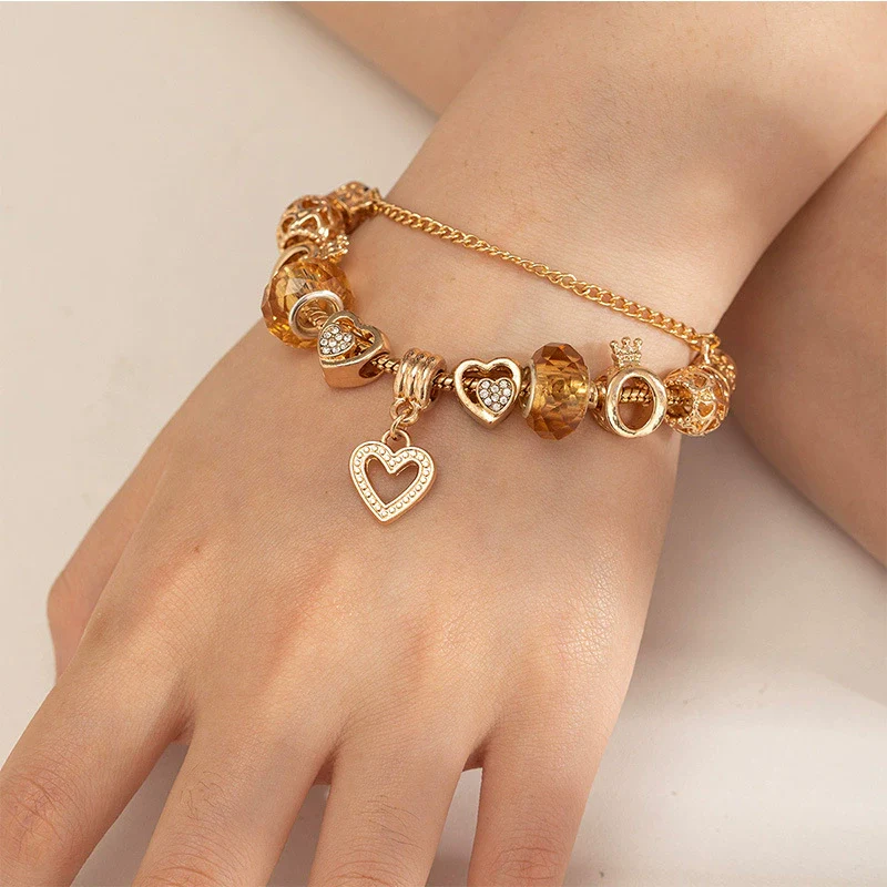 Wholesale Unisex Fashion Geometric Crown Heartshaped Copper Alloy Electroplated Bracelet - Image 2