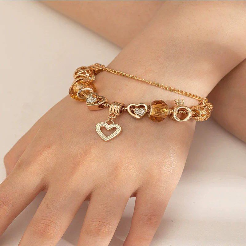 Wholesale Unisex Fashion Geometric Crown Heartshaped Copper Alloy Electroplated Bracelet - Image 4