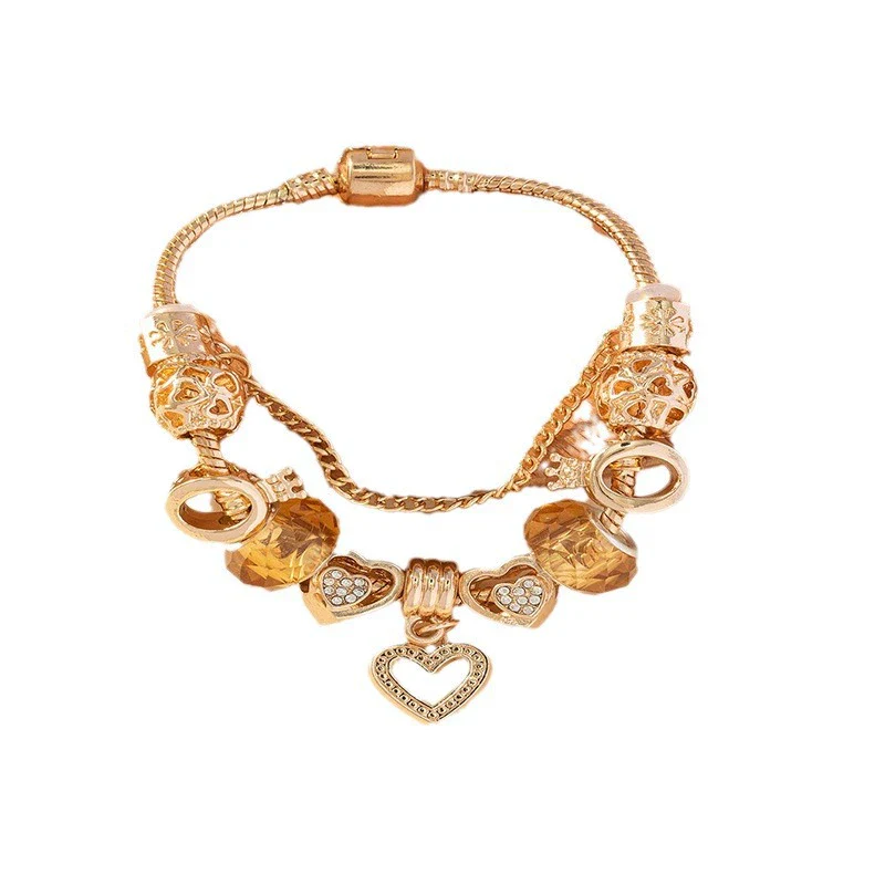 Wholesale Unisex Fashion Geometric Crown Heartshaped Copper Alloy Electroplated Bracelet - Image 5