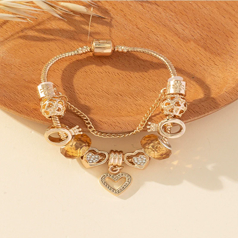 Wholesale Unisex Fashion Geometric Crown Heartshaped Copper Alloy Electroplated Bracelet - Image 6