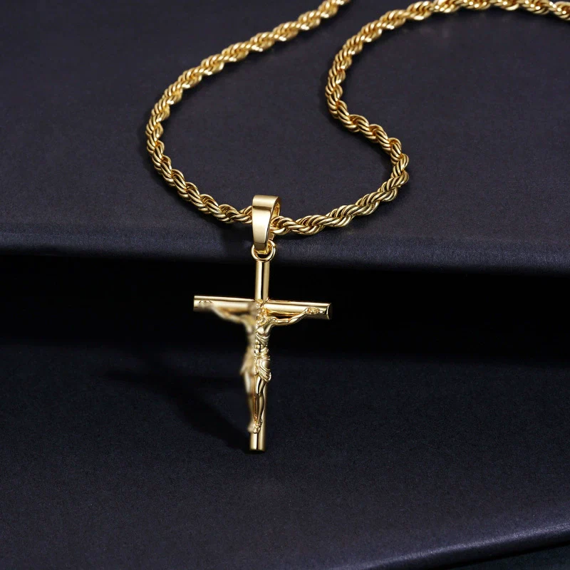 Wholesale Unisex Geometric Cross Necklace 18K Gold Plated Purely Handmade Copper - Image 3
