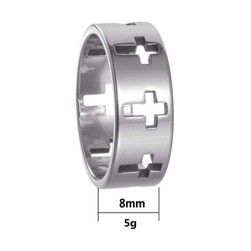 Wholesale Unisex Geometric Hollow Cross Titanium Steel Ring With Electroplating - Image 5