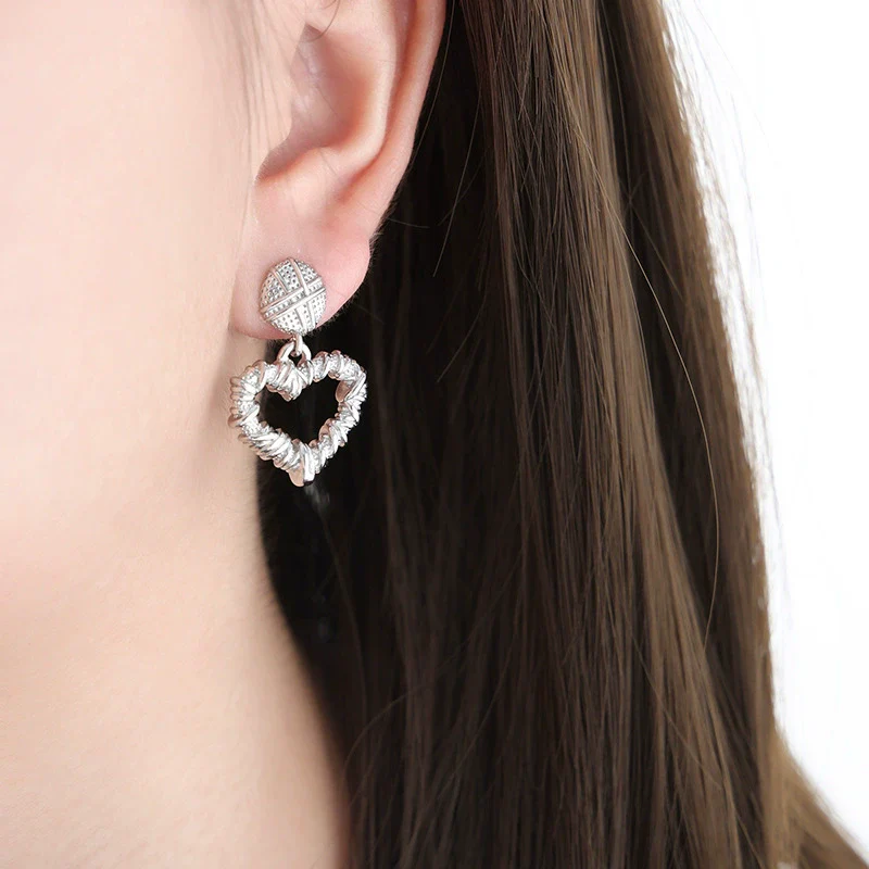 Wholesale Unisex Geometric Hollow Love Design Goldplated Titanium Steel Stud Earrings - Image 7