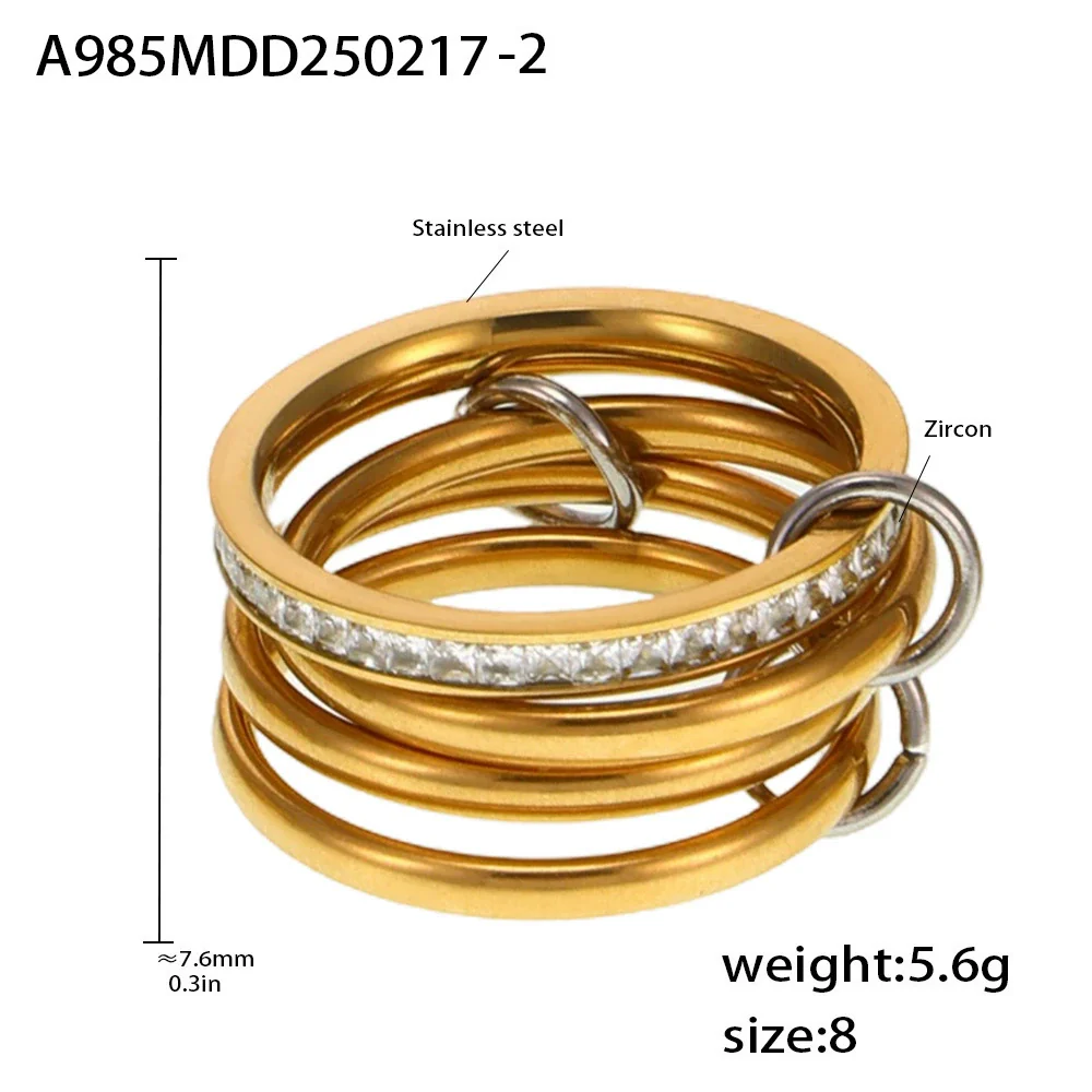 Wholesale Unisex Geometric Light Luxury Style Titanium Steel Gold Plated Ferris Wheel Ring - Image 7