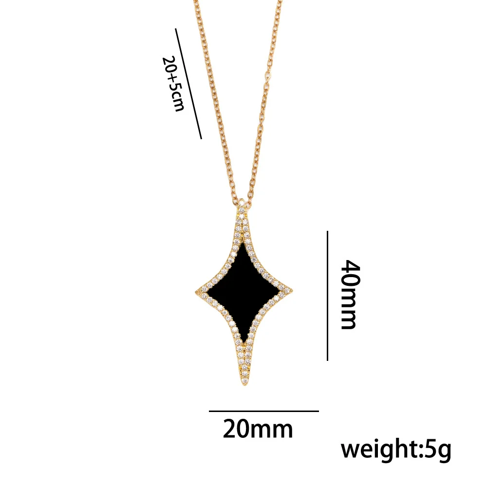 Wholesale Unisex Geometric Rhombus Pendant Necklace Made Of Brass Zircon And Environmentally Friendly Copper With Electroplating - Image 5
