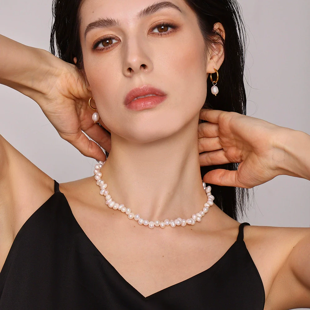Wholesale Unisex Geometric Stainless Steel And Freshwater Pearl Ferris Wheel Necklace With Electroplating Design - Image 2
