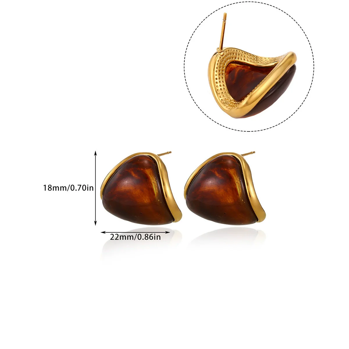 Wholesale Unisex Geometric Stainless Steel And Gold Electroplated Earrings Jewelry Retro Maillard Style - Image 5