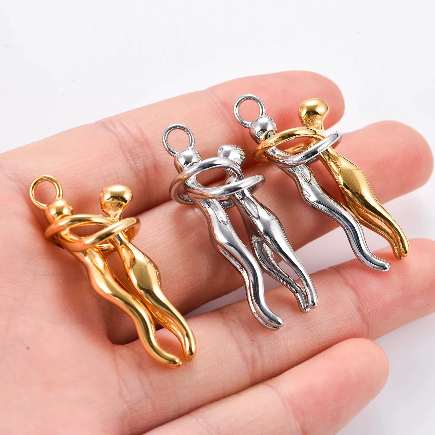 Wholesale Unisex Geometric Stainless Steel And Titanium Steel Pendant Necklace With Pearl Chain Polish Design - Image 3