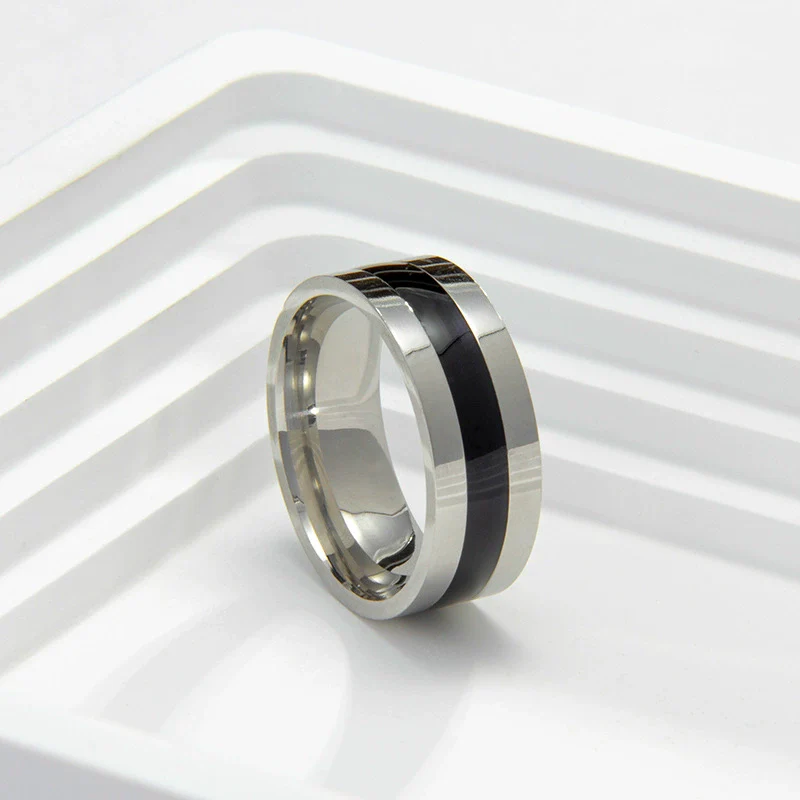 Wholesale Unisex Geometric Stainless Steel Polished Ring - Image 3