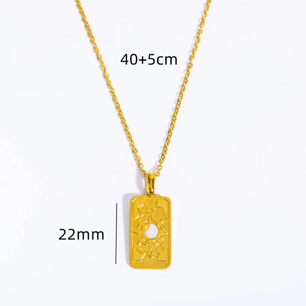 Wholesale Unisex Geometric Star Sun Moon Titanium Steel Necklace With Gold Inlaid Stereo Embossed Opal Pendant And Snake Bone Chain - Image 6