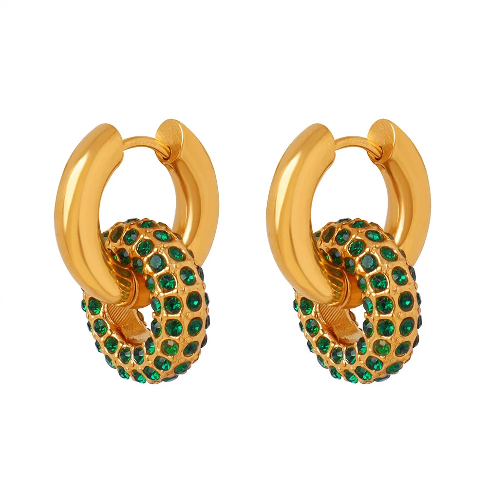 Wholesale Unisex Geometric Style Detachable Pendant Jewelry Color Diamond Design Titanium Steel Rings And Earrings With Electroplating - Image 5