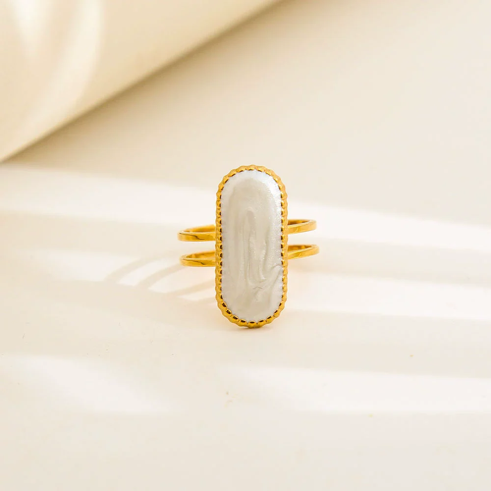 Wholesale Unisex Geometric Titanium Steel And Stainless Steel Enamel Electroplated Retro Opening Ring - Image 7