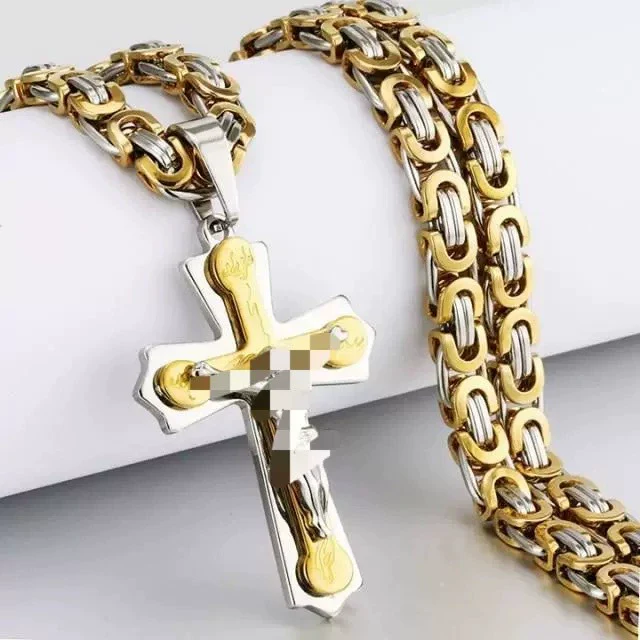 Wholesale Unisex Geometric Titanium Steel Cross Pendant Necklace With Polish Finish And Box Chain - Image 3